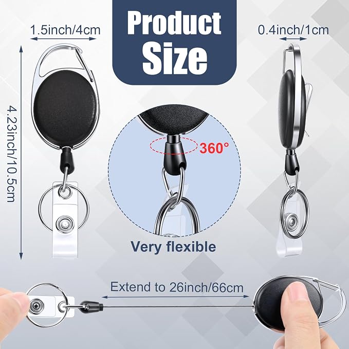 Honoson 310 Pcs Heavy Duty Retractable Badge Reels Batch ID Badge Holder - Image 2