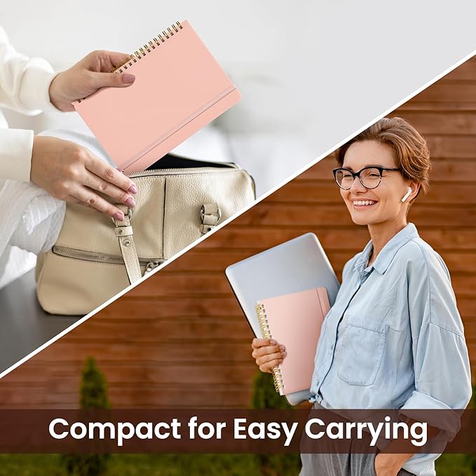 Taja Lined Spiral Journal Notebook for Work, 6 Pack, 140 Pages, College Ruled Hardcover Notebook Journal for Women, 6 Pcs, Journals for Writing, A5(6"x8") - Pink-DeskLoop Office