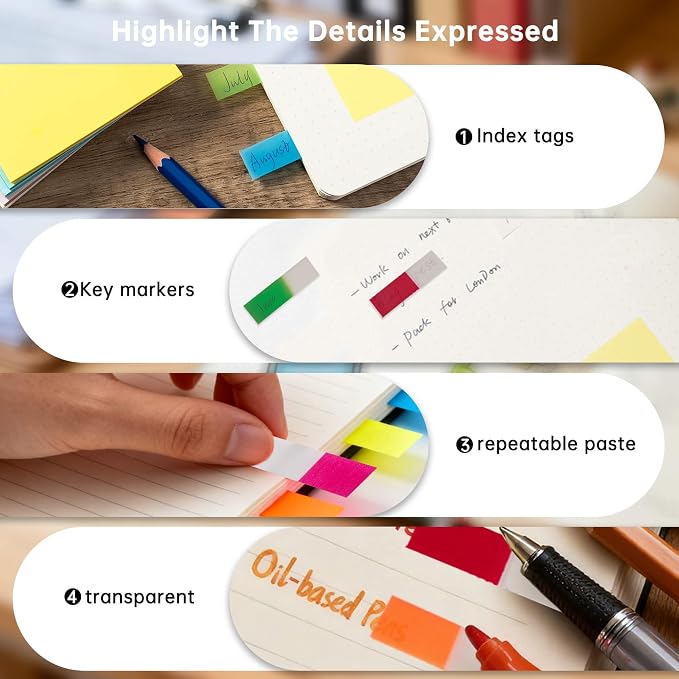 Sticky Tabs, Colorful Repositionable Page Markers Book Tabs - Image 5