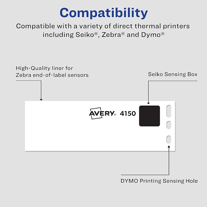 Avery Direct Thermal Address Labels, 1-1/8" x 3-1/2", Comparable to DYMO 30251 - Image 2