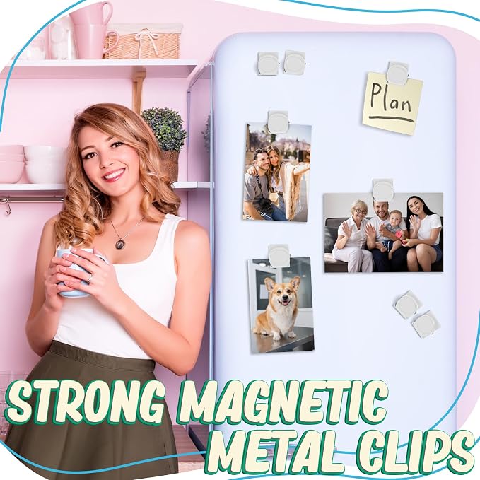 VNDUEEY White Magnetic Clips, Refrigerator Magnets Metal Clips - Image 3