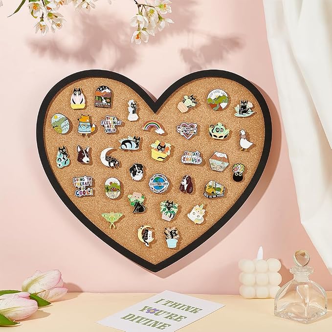 BENECREAT Pin Board Heart Cork Board Bulletin Display Board, 0.6inch Thick Wall - Image 5