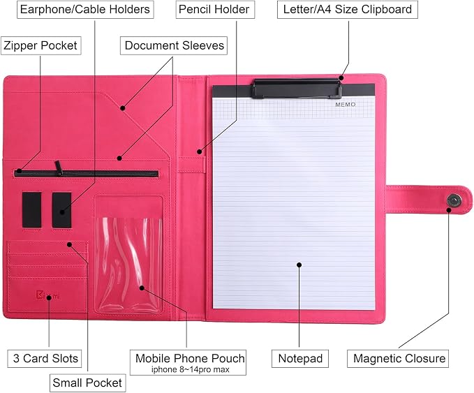 12.8 * 9.6 inch Portfolio Case Business Padfolio, Smart Phone is Usable in - Image 3