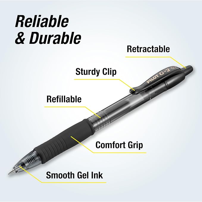 Pilot G2 Pens, Premium Refillable and Retractable Rolling Ball Gel Pens - Image 3