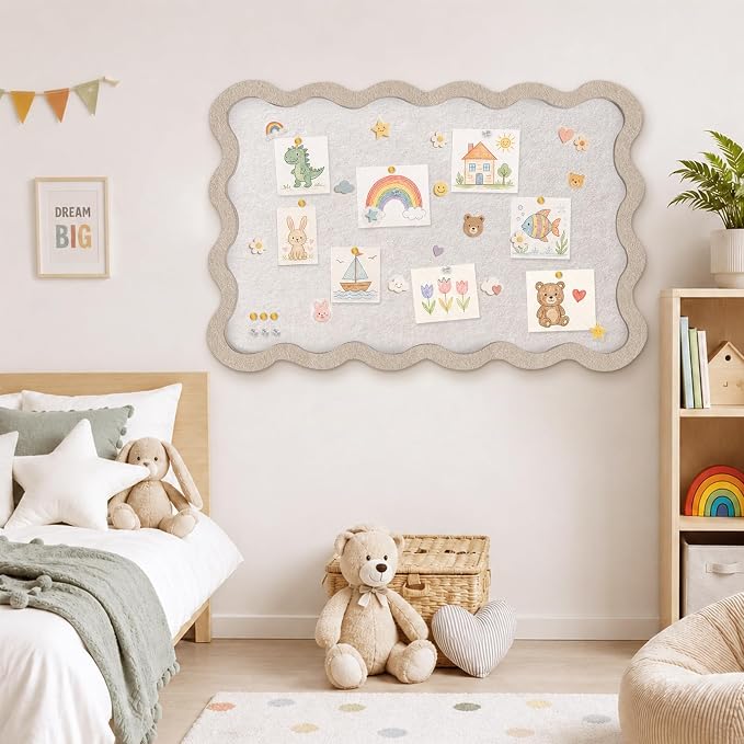 Scalloped Felt Bulletin Board, Foldable Picture Self-Adhesive Boards - Image 8