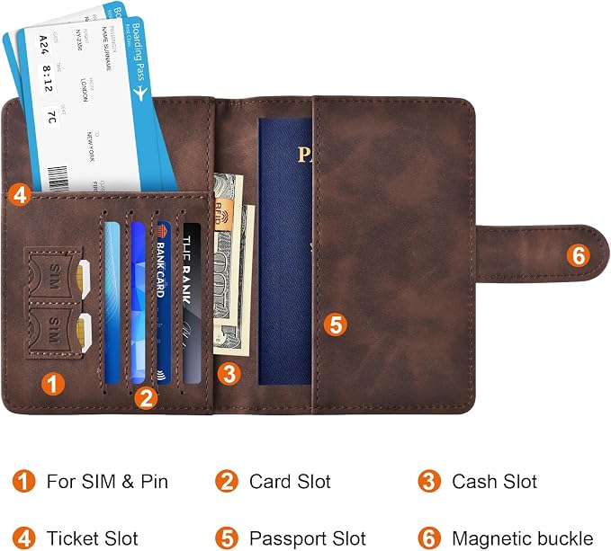 Eoehro Passport Holder for Travel Essentials, Passport Wallet Cover Case for - Image 3