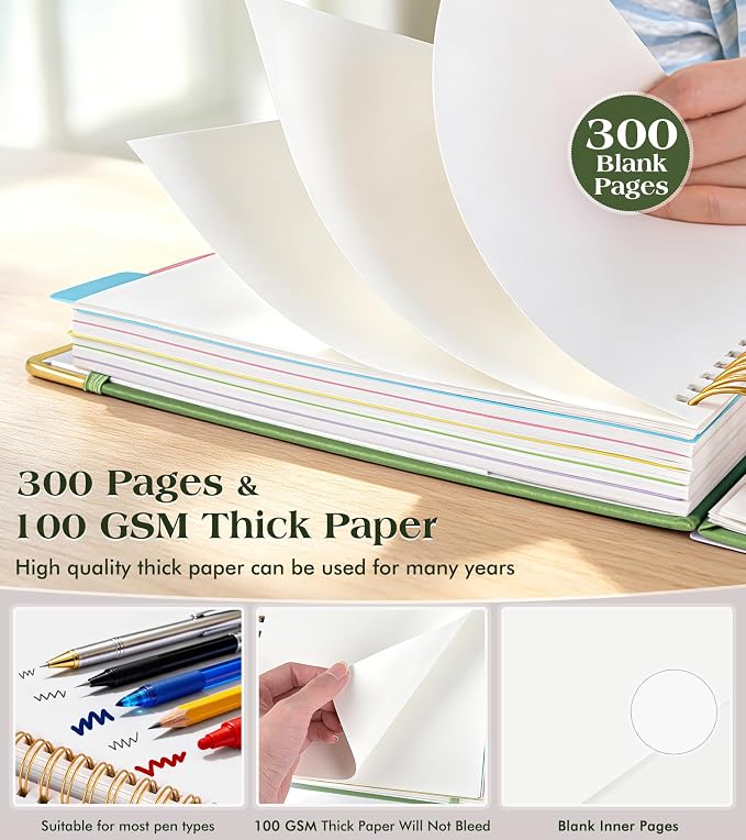5 Subject Blank Notebook with Removable Dividers Tabs, 300 Pages Hardcover - Image 5