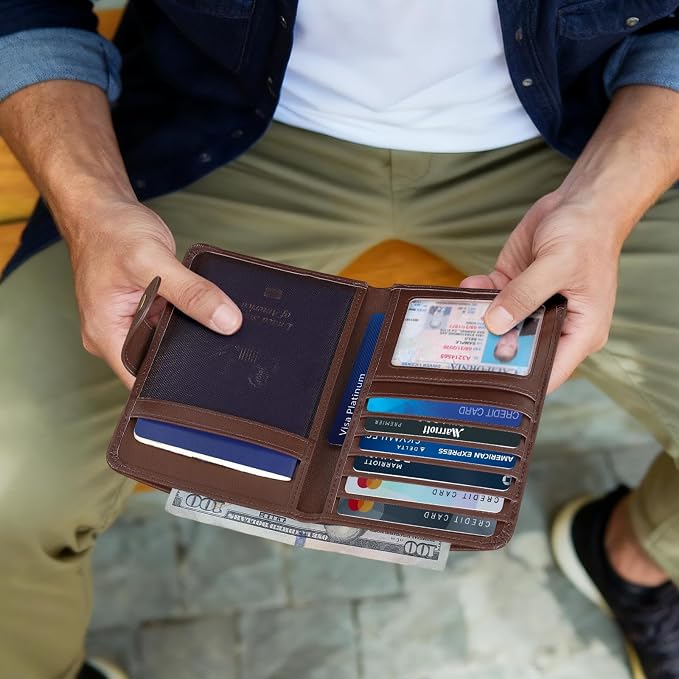 Polare Luxury RFID Blocking Leather Passport Holder Travel Wallet - Image 2