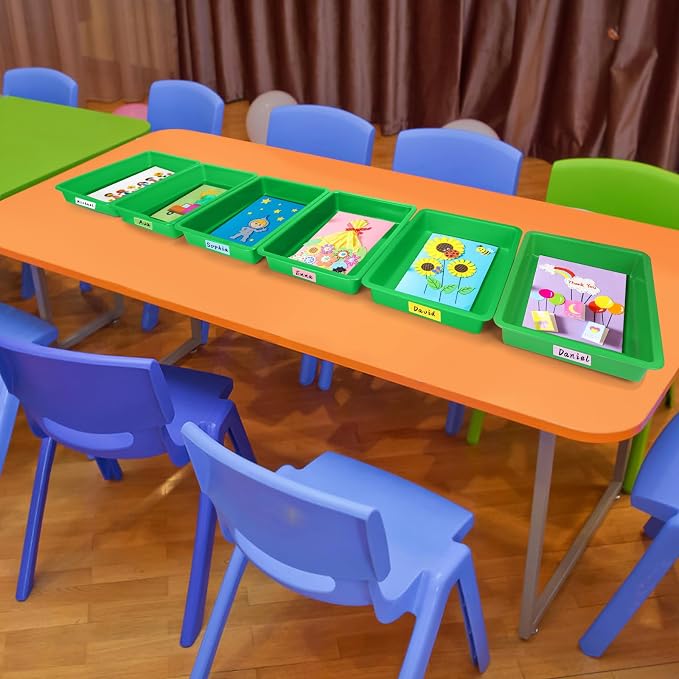 ShineMe 6 Pack Paper Trays for Classroom, Stackable Letter Size Storage Tray - Image 4