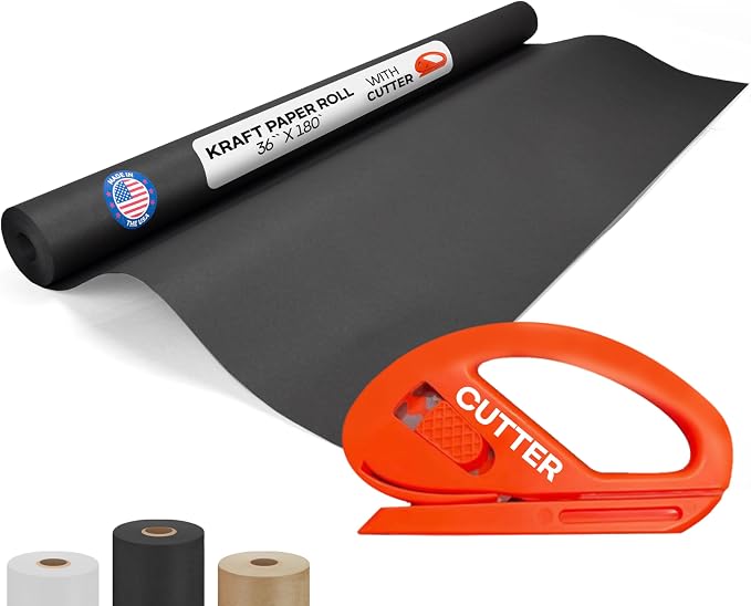Black Kraft Paper Roll 36" x 2160" by IDLPackaging