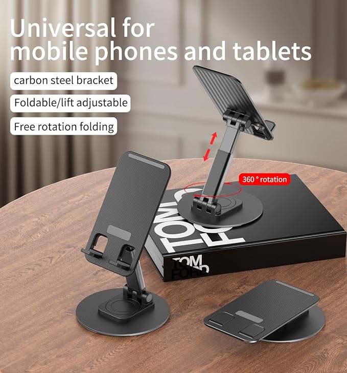 360° Rotating Cell Phone Stand for Desk, Adjustable & Foldable Phone Holder - Image 2