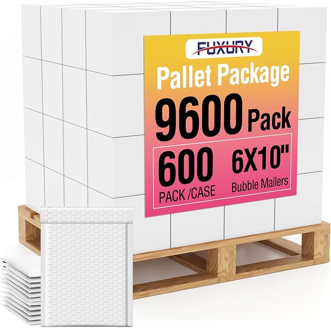 Fuxury Bubble Mailers 6x10" White Padded Envelopes 9600 Pack Bulk Strong by Fuxury