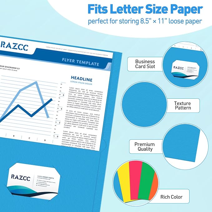 Two Pocket Folders, RAZCC 75 Pack 2 Pocket Folders Fit Letter Size Paper - Image 3