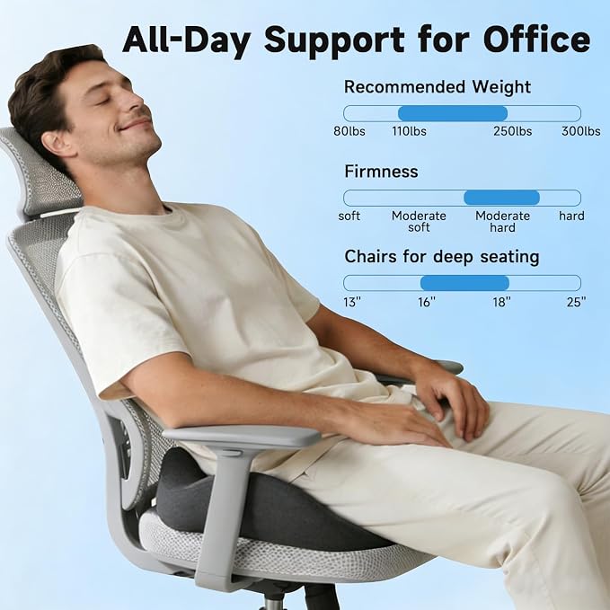 Seat Cushion for Office Chairs – Large U-Shaped Memory Foam Desk Chair Cushions - Image 4