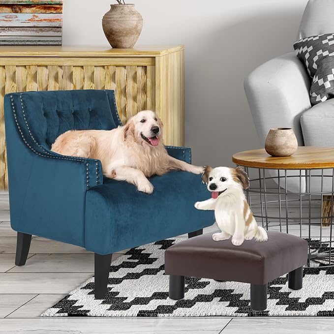 Joveco Small Foot Rest Stool Ottoman, 15" Leather Footrest Square Footstool with Non-Skid Plastic Legs, for Chair, Under Desk, Office, Living Room, Brown-DeskLoop Office