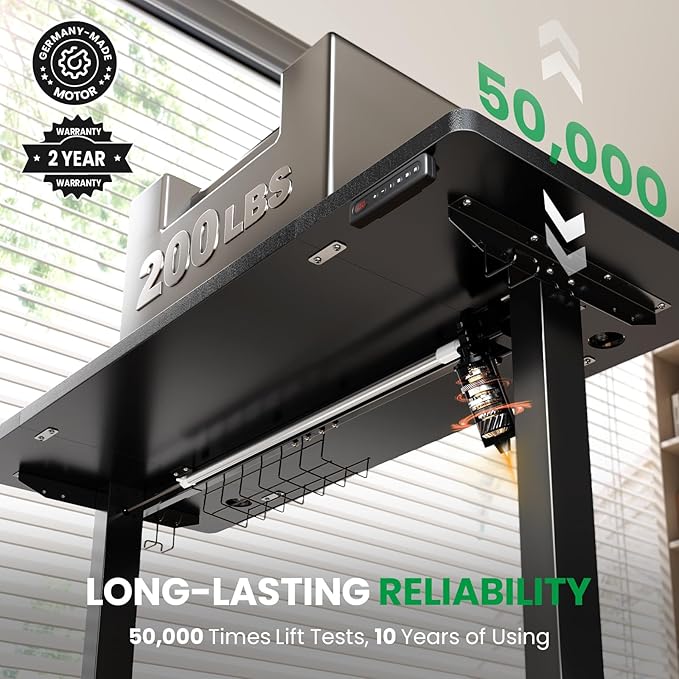 SIAGO Electric Standing Desk Adjustable - 55 x 24 Inch Sit Stand up Desk with Cable Management - 3 Memory Preset Adjustable Height Table-DeskLoop Office