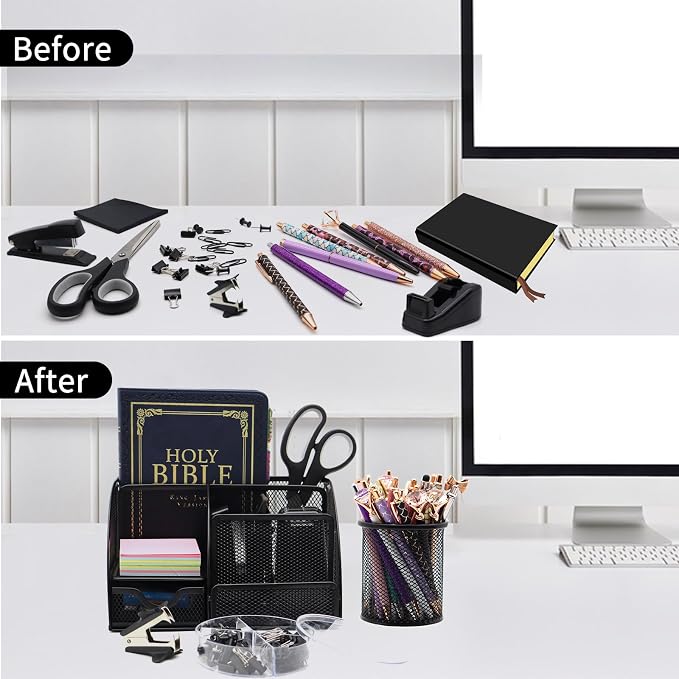 Black Desk Organizers and Accessories, Tape Holder, Staple Remover - Image 2