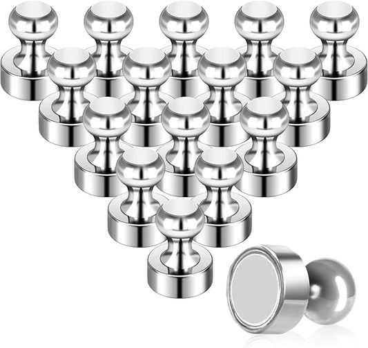 Pack of 16 Silver Refrigerator Magnets Strong Fridge Magnets by GOOLADA