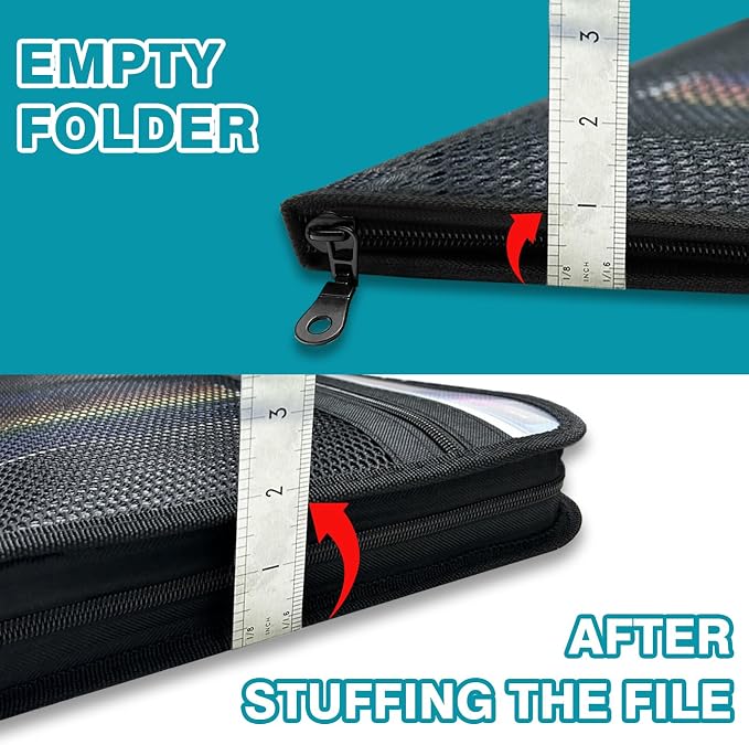 H4D Accordion File Organizer, 13 Pocket Expanding File Folder, Front Mesh Pouch - Image 4