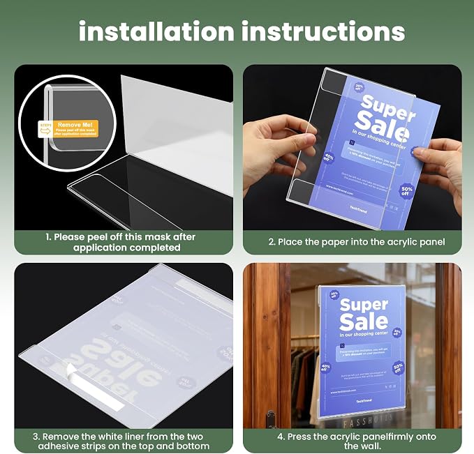 15 Pack 8.5x11 Acrylic Sign Holder Wall Mount, Acrylic Frame Photo Menu Stands - Image 5