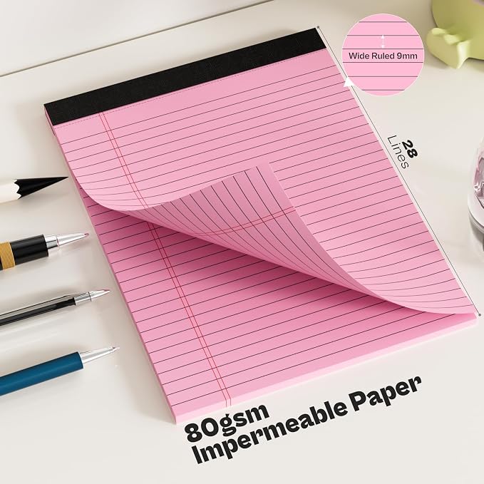 3 Pack Legal Pads 8.5 x 11 Note Pads Colored Paper Wide Ruled Lined Paper - Image 5