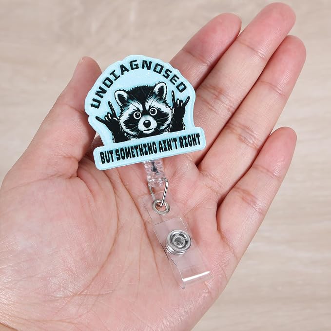 Undiagnosed But Something Ain't Right Funny Raccoon Nurse Badge Reel, Cute - Image 4