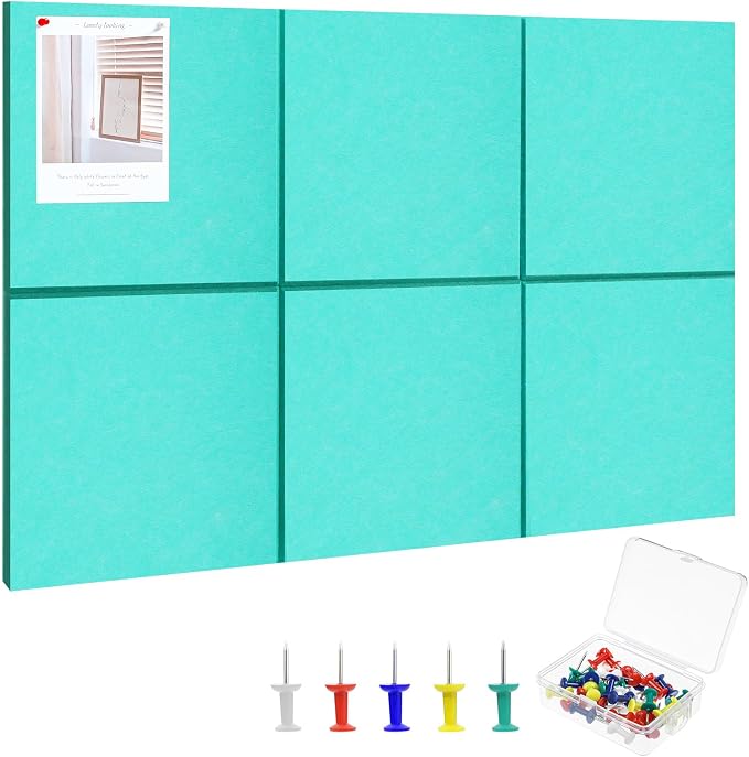 Large Cork Board 36" x 24", 6 Pack Felt Wall Tiles by Thboxes