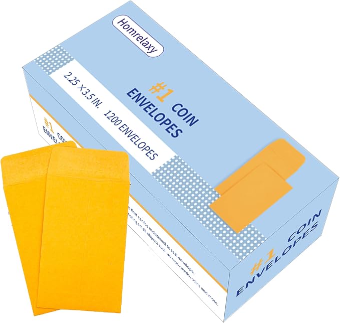 Homrelaxy #1 1200 Pcs Small Coin Envelopes 2.25" x 3.5" by Unknown
