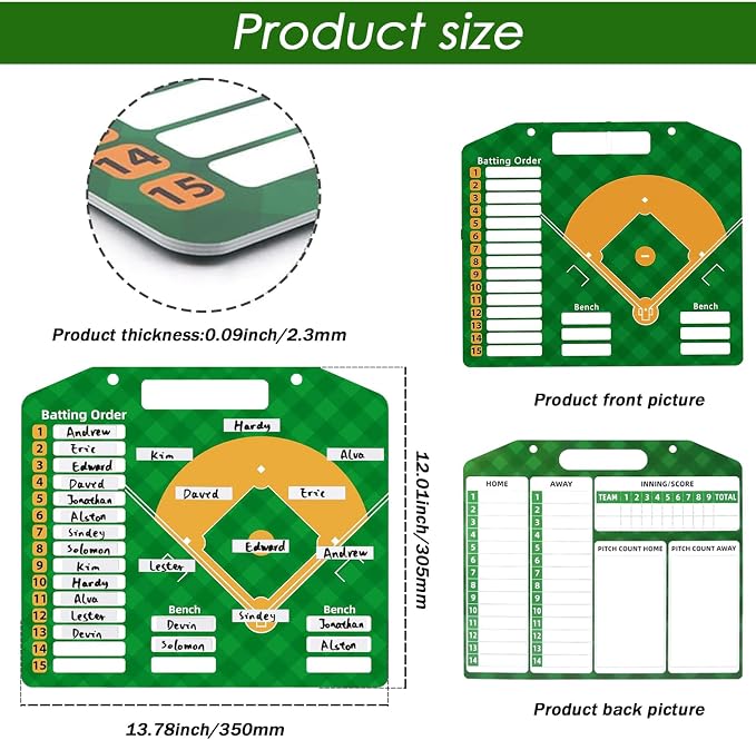 Magnetic Baseball Lineup Board | Baseball Dry Erase Coaching Broad | Softball - Image 4