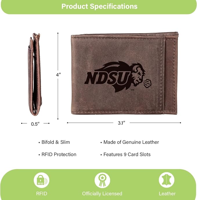 Team Sports America NCAA North Dakota State University Front Pocket Slim Wallet - Image 4