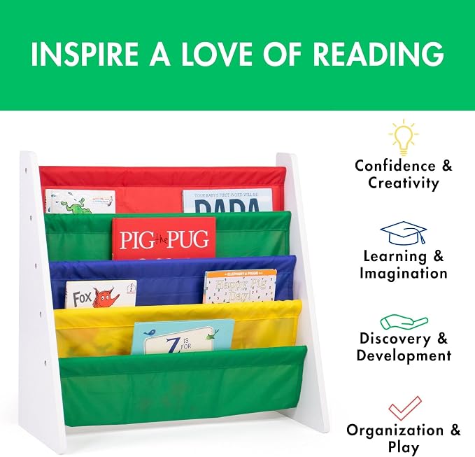 Humble Crew 4-Tier Kids Bookshelf, Nursery Bookcase Organizer - Image 5