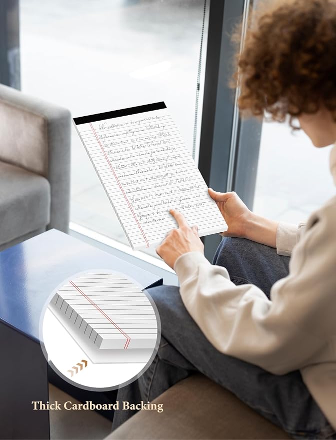 Legal Pads 8.5 x 14 Note Pads, 8 Pack White Paper Pads 8.5''x 14'', Wide Ruled - Image 3