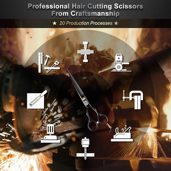 CIICII Hair Cutting Scissors, 6.5 Inch Professional Hair Scissors Set Right - Image 7