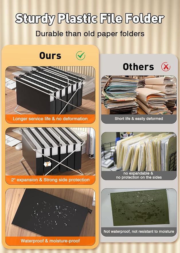 SHUTEX Extra Capacity Legal Size Hanging File Folders, 12 Pack Reinforced - Image 3