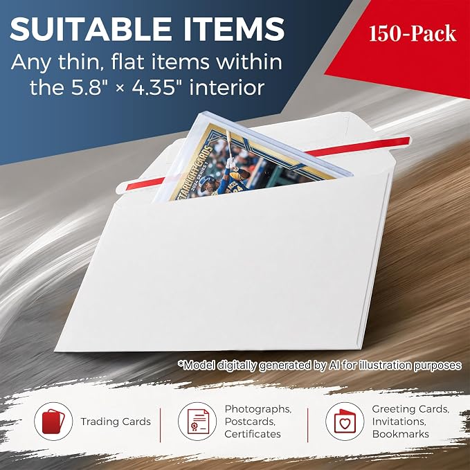 150 Pack Trading Card Mailing Envelopes, Perfect Sized Shipping Envelope - Image 6