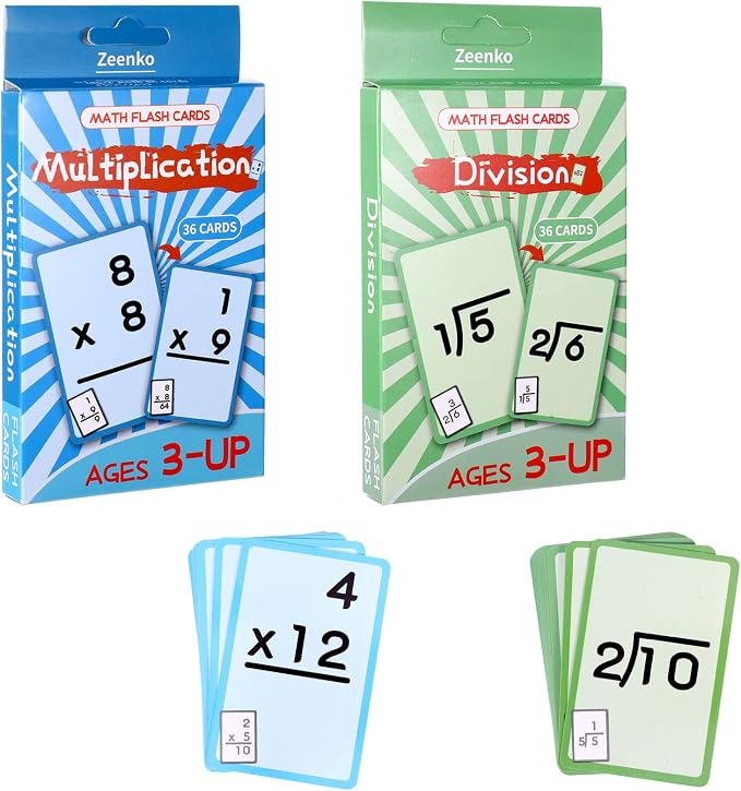 72 Pcs Reusable Multiplication Flash Cards & Division Flash Cards, Double-Sided by Unknown