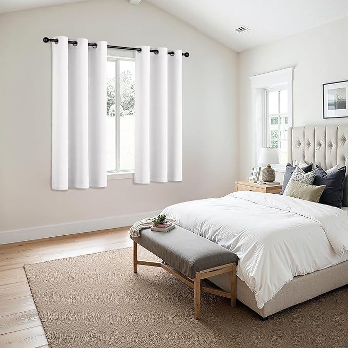 MIULEE Pure White Room Darkening Curtains - Grommet Top Bedroom Window Treatment Curtains Thermal Insulated Drapes for Living Room Kitchen Light Blocking Drapery, 40 x 45 Inches Long, 2 Panels-DeskLoop Office