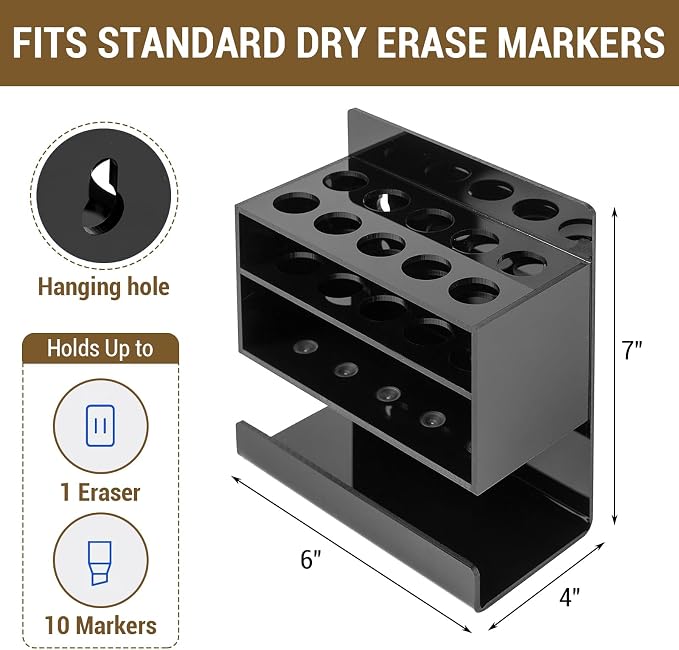 MyGift Dry Erase Marker Holder 10 Slots Whiteboard Marker Holder - Image 3