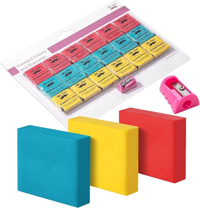 Mr. Pen- Kneaded Eraser Set, 18 Pack | Colorful Moldable Art Erasers by MrPen