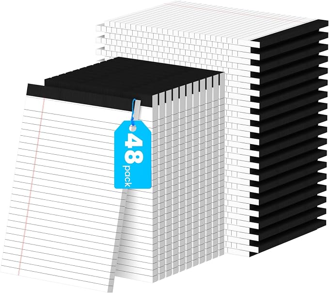 48 Pack Notepads 5x8, Small Legal Pads Narrow College Ruled, 30 Sheets/Pack by Ciphyfee