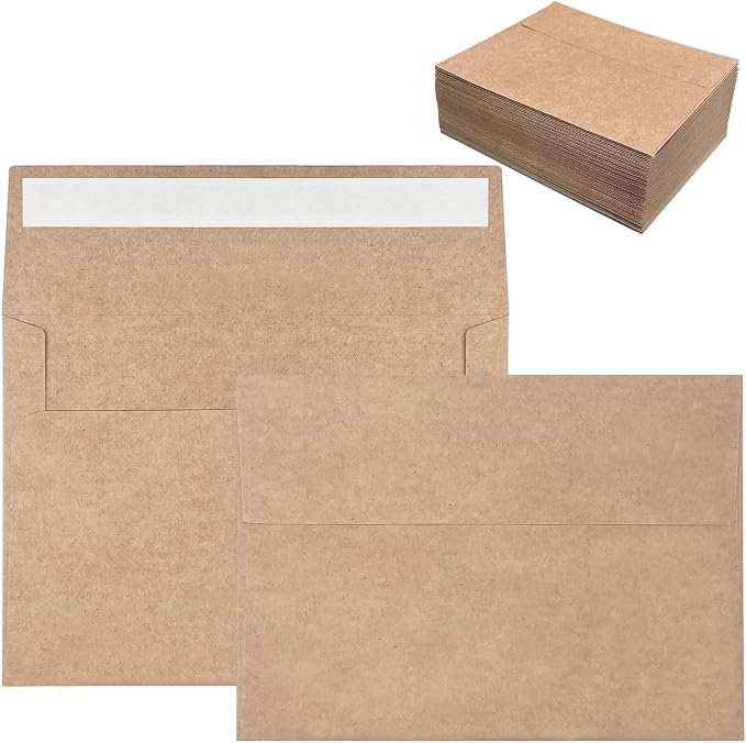 100 Pack 5x7 Envelopes for Invitations, Self Seal A7 Envelopes for 5x7 Cards by Sylroal