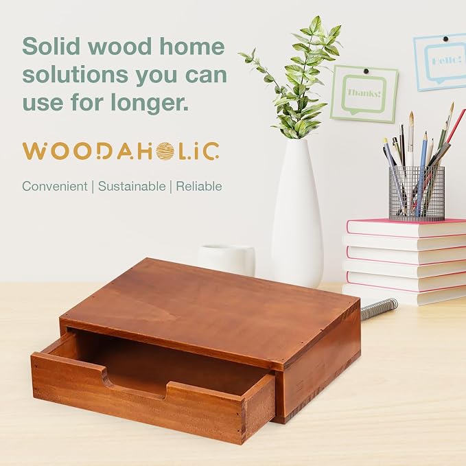 Single Drawer Desktop Storage Organizer in a Modern Wood Design Wooden - Image 7