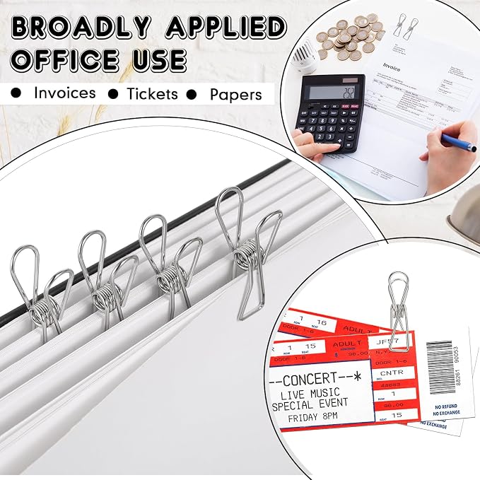 100 Pcs Paper Clips Metal Wire Hollow Out Clothespins Multi Purpose Utility - Image 5