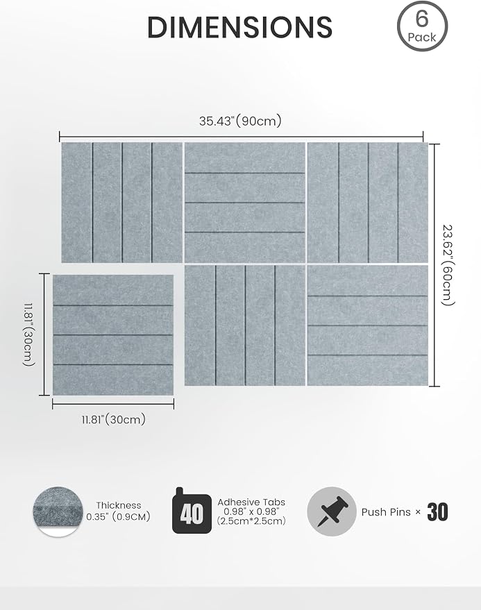 Bumusty Large Cork Board Alternative-36 x 24" Felt Bulletin Board Tiles - Image 2