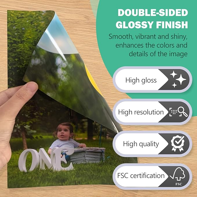 Double Sided Glossy Photo Paper for Inkjet Printer 8.5x11, Thick Glossy Paper for Cardstock 61lb, 100 Sheets-DeskLoop Office