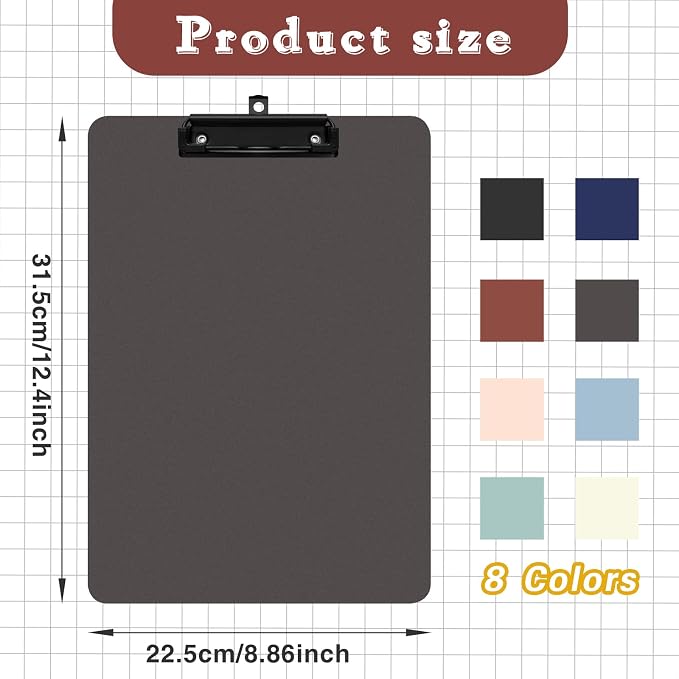 8 Pack Colored Clip Boards, Plastic Clipboards - Image 2