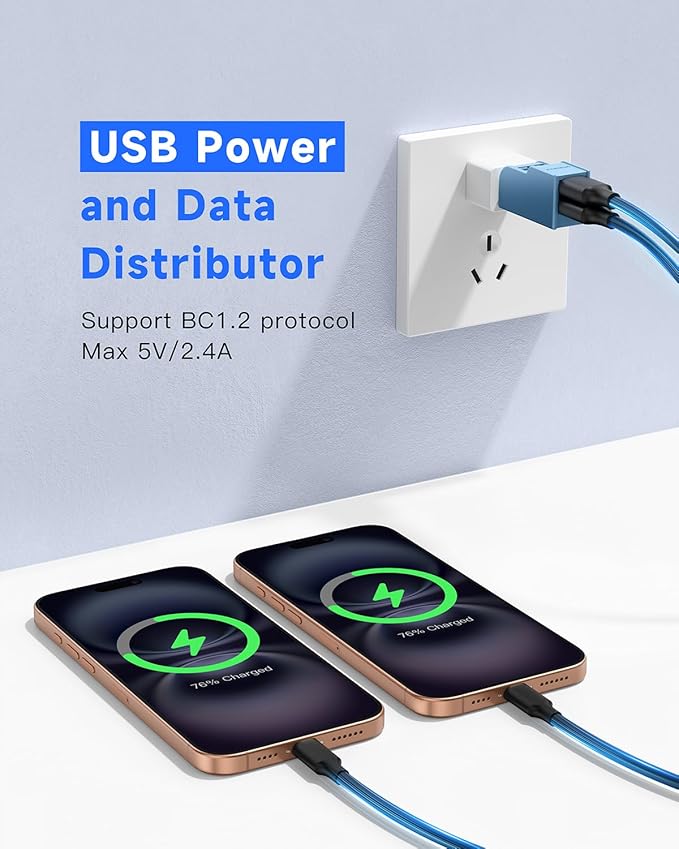 3 Ports USB 3.0 Adapter, USB Hub with 1 USB 3.0 and 2 USB 2.0 Port, Portable USB Port Splitter for Keyborad, Mobile Hard Disk, U Disk, Camera, Mouse,etc (Blue)-DeskLoop Office