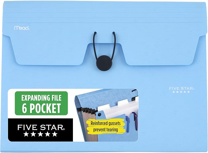 Five Star Expanding File Organizer, 6-Pocket Accordian File Organizer, Bungee by FiveStar
