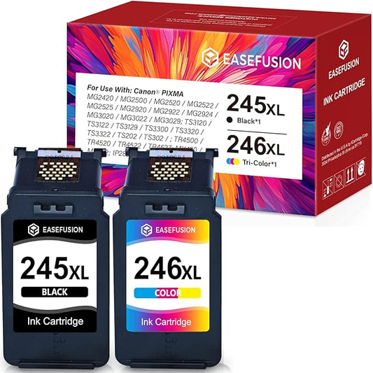 245XL 246XL Combo Pack Replacement for Canon Ink 245 246 PG-245 XL PG-245XL Black Color Ink Cartridges for Canon Pixma MX490 MX492 MG2522 TR4520 TS3322 TS202 MG2500 TS3122 TR4500 Printer-DeskLoop Office