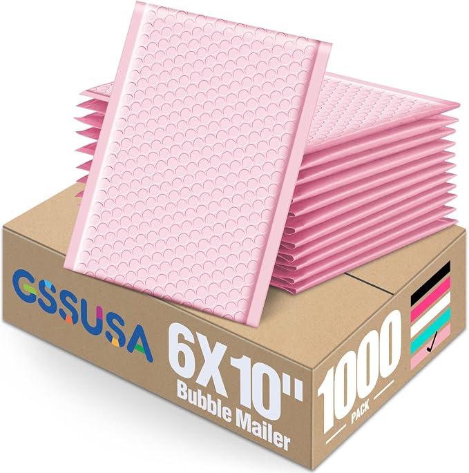 GSSUSA Light Pink Bubble Mailers 6x10 Small Padded Envelopes 1000 Pack by GSSUSA